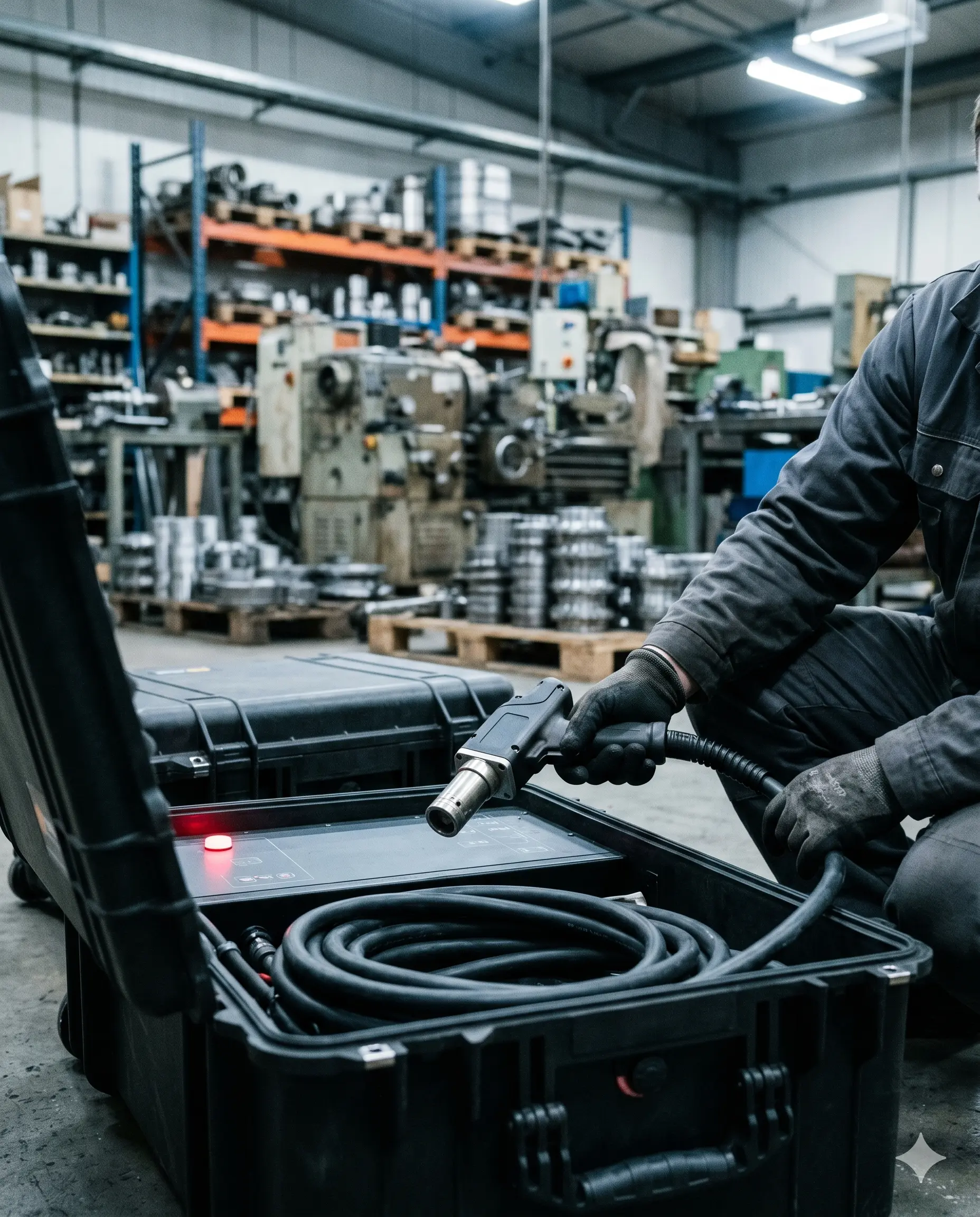 Técnico de LASERAND ejecutando un proyecto de limpieza láser llave en mano en instalaciones del cliente